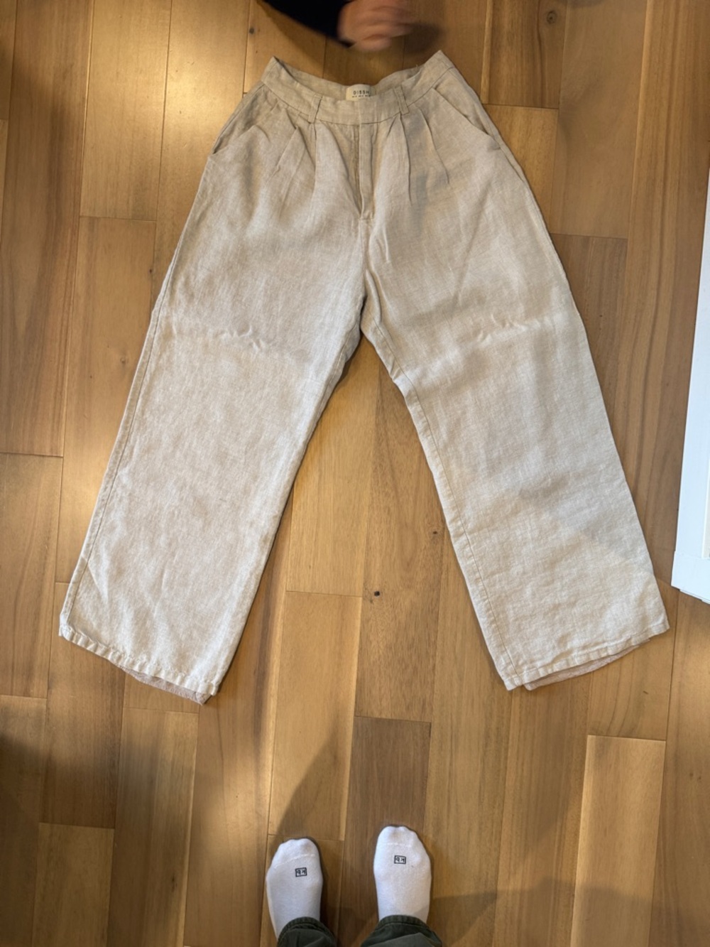 DISSH Natural Beige Linen Pleated Trousers